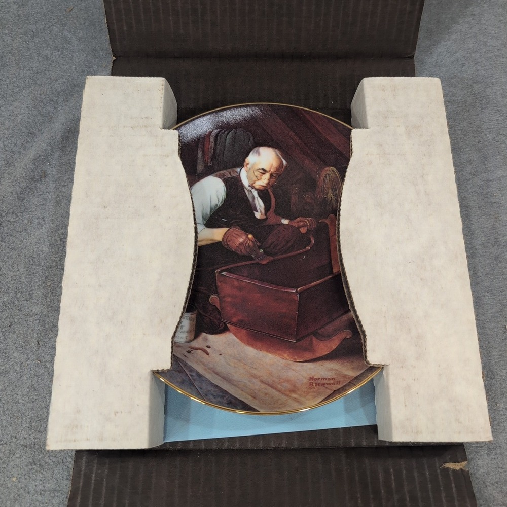 Norman Rockwell Grandpas Gift Collector Plate Edwin M Knowles Golden Moments COA - Picture 6 of 7